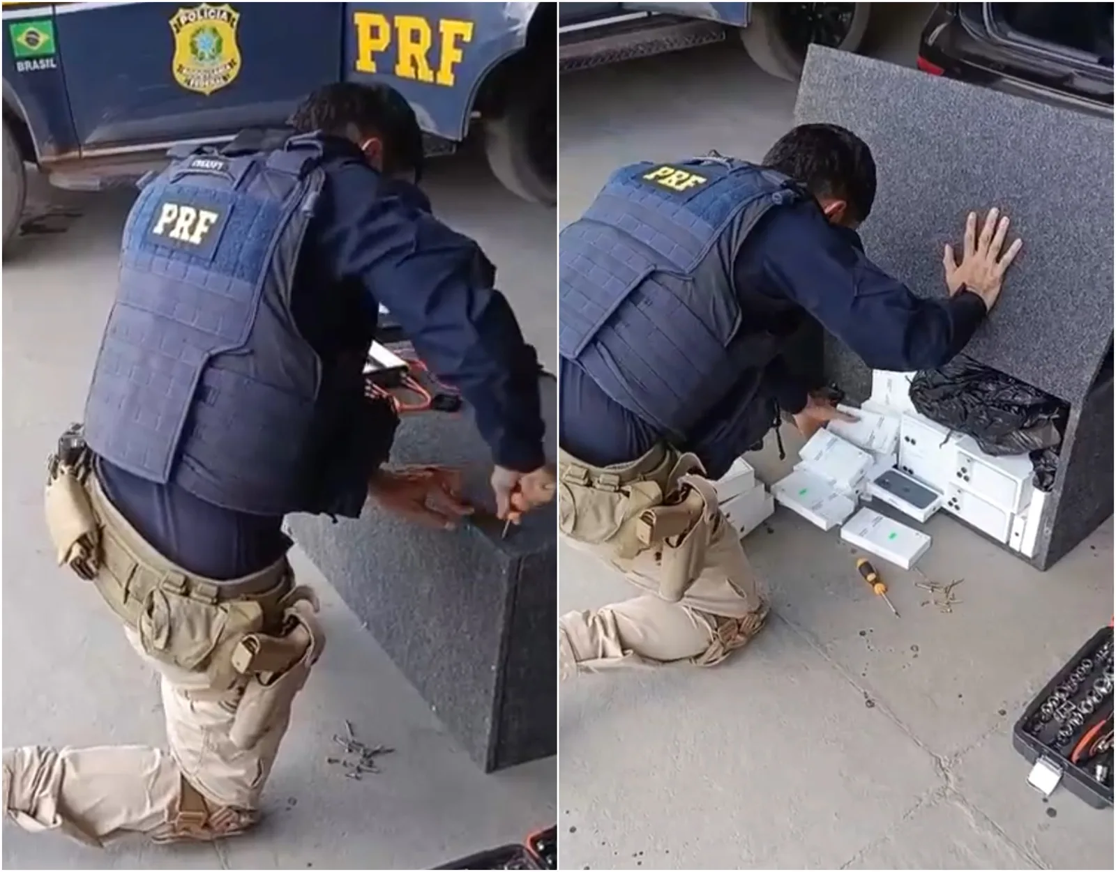 PRF encontra 44 iPhones e três MacBooks ocultos em caixa de som em Boa Vista