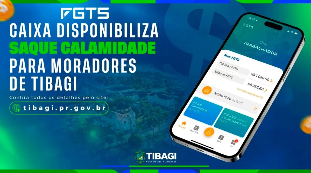 Moradores de Tibagi podem solicitar saque calamidade do FGTS pelo aplicativo