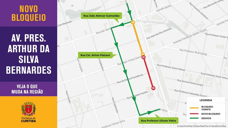 Avenida Arthur Bernardes será interditada por 30 dias em Curitiba