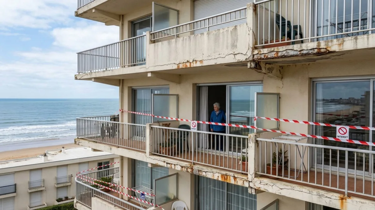 Problemas estruturais impedem moradores de usar varandas diante do Atlântico na França