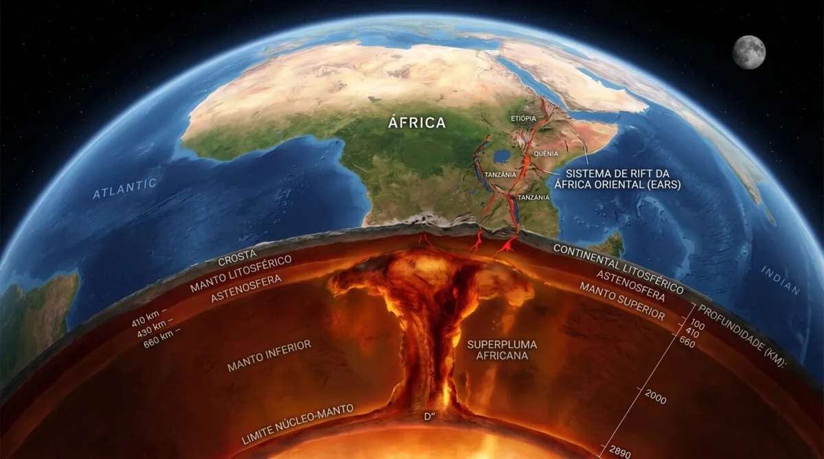 Superpluma no manto pode orientar a deformação do Rift africano