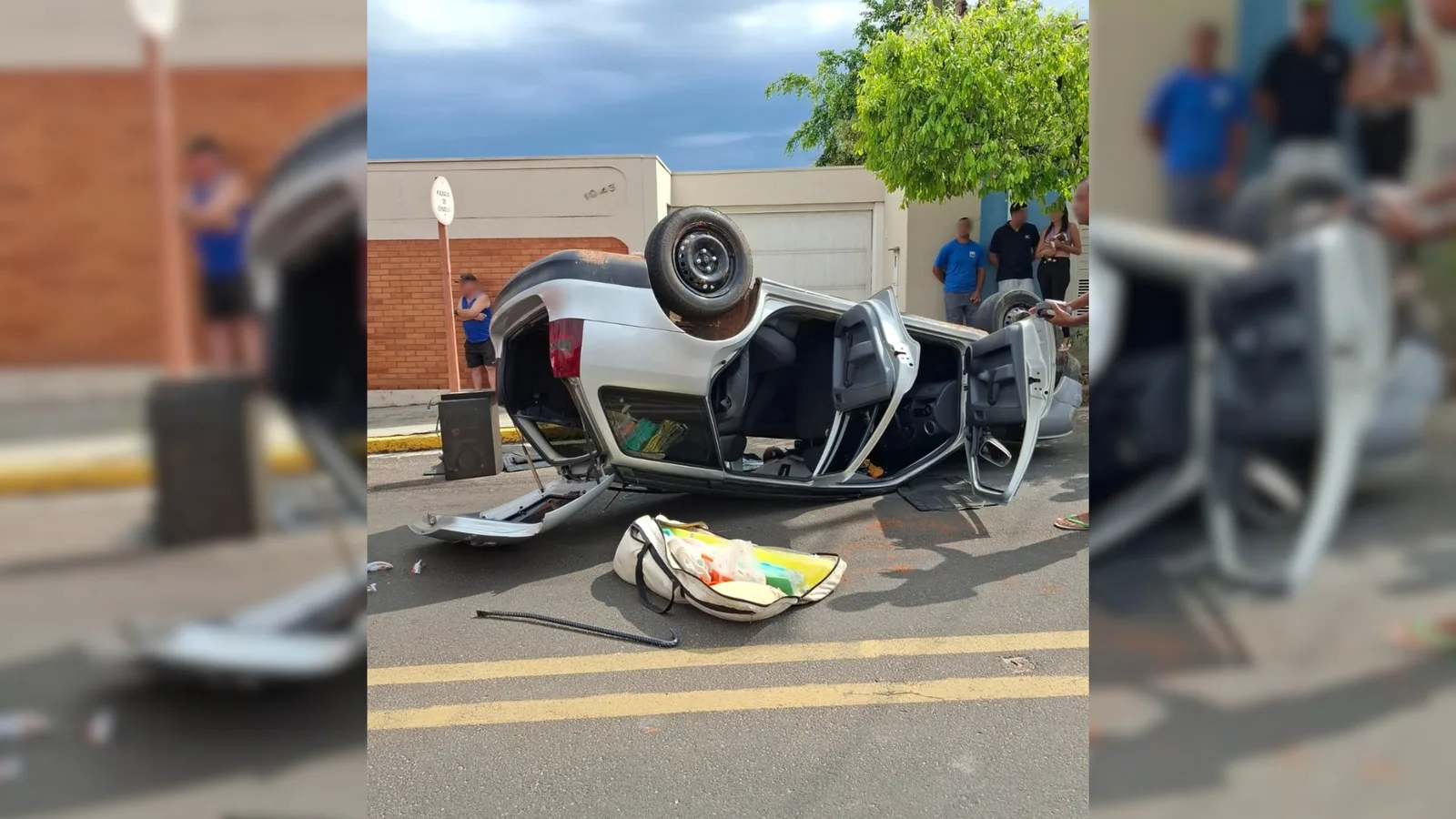 Idoso fica ferido após carro capotar em colisão com caminhonete em Duartina
